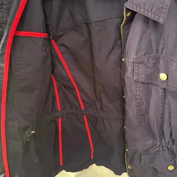 Tommy Hilfiger Utility Jacket Navy Blue Zipper Closure Snap Button Pocket sz M - Picture 6 of 12